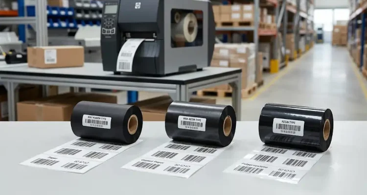 Perbandingan ribbon wax, wax-resin, dan resin untuk barcode printer